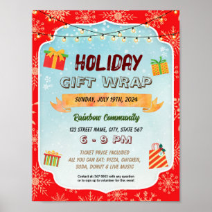 Holiday gift wrap event template poster