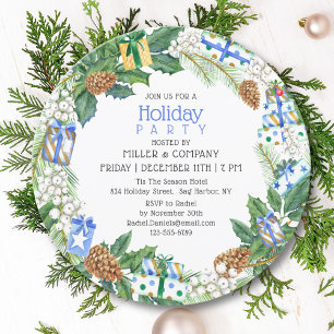 Holiday Gift Wreath Corporate Christmas Party Invitation