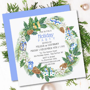 Holiday Gift Wreath Corporate Christmas Party Invitation