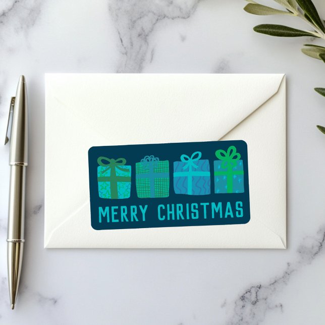 Holiday Gifts Cute Hand-drawn MERRY CHRISTMAS  Label (Holiday Gifts Cute Hand-drawn MERRY CHRISTMAS Custom Green Blue Sticker
)