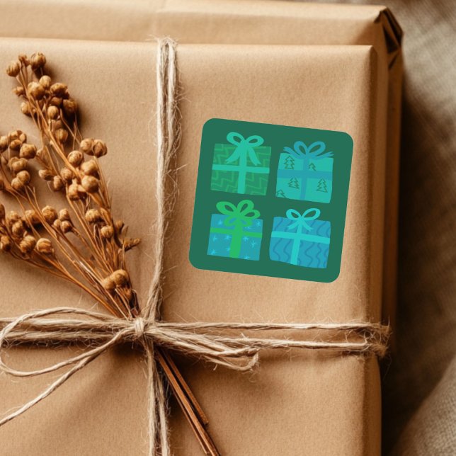 Holiday Gifts Presents Cute Hand-drawn Christmas Square Sticker (Holiday Gifts Presents Cute Hand-drawn Christmas Square Sticker
)
