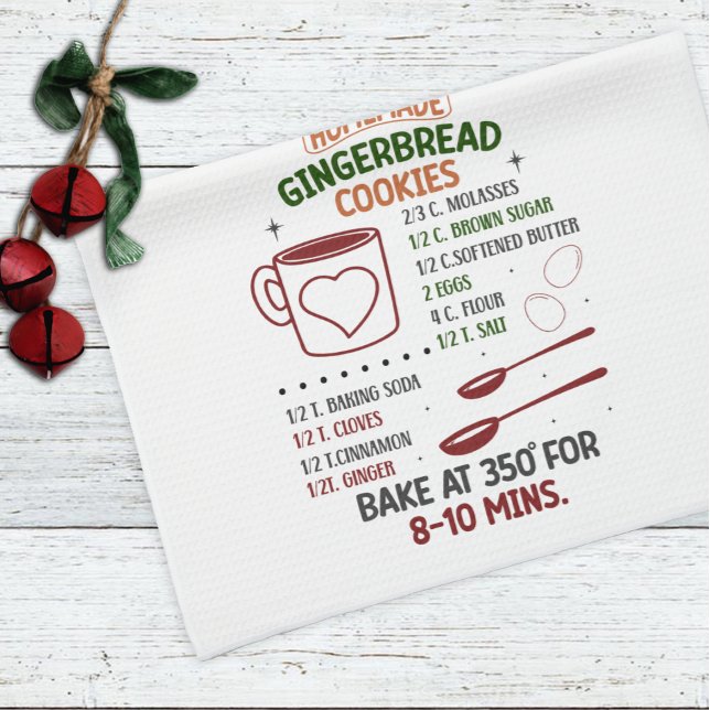 Holiday Gingerbread Cookie Recipe Christmas Tea Towel (Creator Uploaded)
