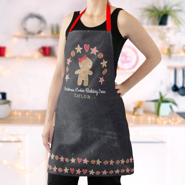 Holiday Gingerbread Girl Baking Crew Chalkboard Apron (Creator Uploaded)