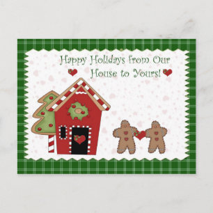 Holiday Gingerbread Green Postcard