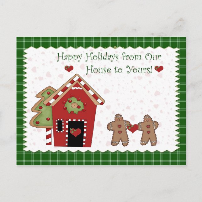 Holiday Gingerbread Green Postcard (Front)