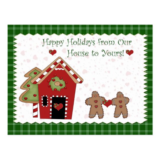 Holiday Gingerbread Green Postcard