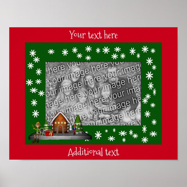Holiday Gingerbread House Frame Add Your Photo  Poster (Front)