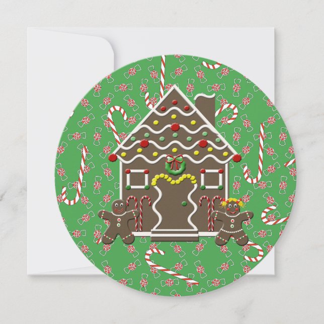 Holiday Gingerbread House Sweet Wishes Card (Front)