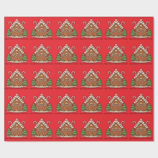 Holiday Gingerbread House Wrapping Paper (Flat)