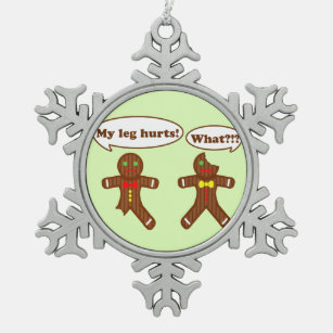 Holiday Gingerbread Humour Snowflake Pewter Christmas Ornament