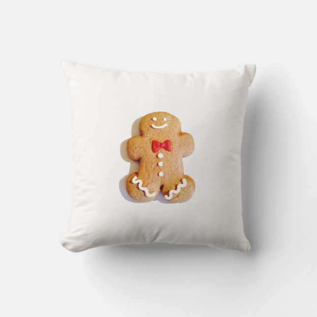 Holiday Gingerbread Man Christmas Decor Cushion (Front)
