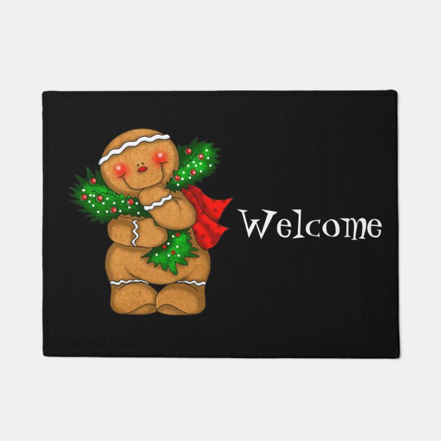 Holiday Gingerbread Man Doormat (Front)