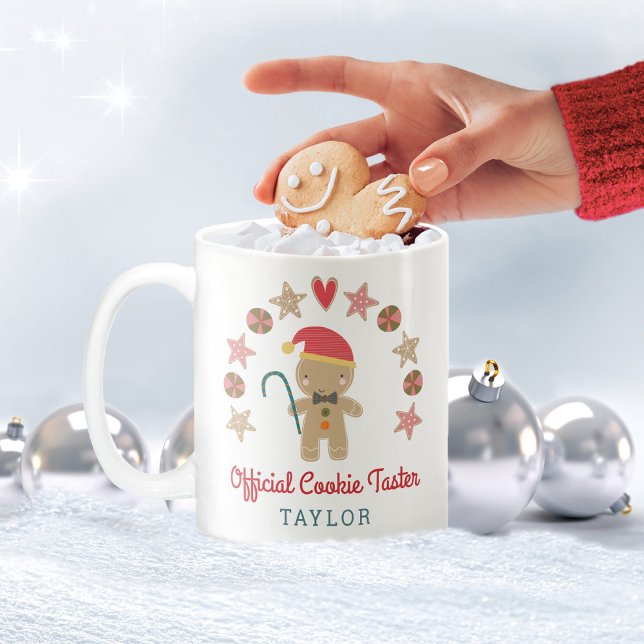 Holiday Gingerbread Man Official Cookie Taster Two-Tone Coffee Mug (Creator Uploaded)