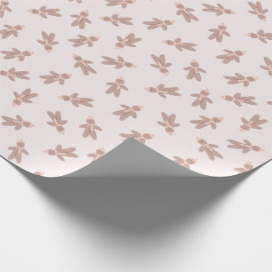 Holiday Gingerbread Man pink Wrapping Paper
