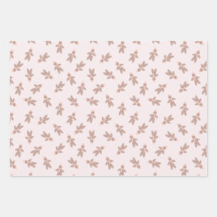 Holiday Gingerbread Man pink Wrapping Paper Sheet