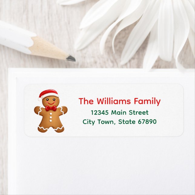 Holiday Gingerbread Man Return Address Label (Insitu)
