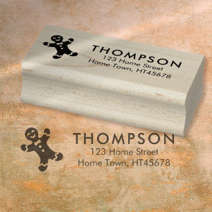 Holiday Gingerbread Man Return Address Rubber Stamp