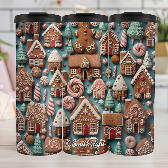 Holiday Gingerbread Pattern Art Thermal Tumbler (Creator Uploaded)