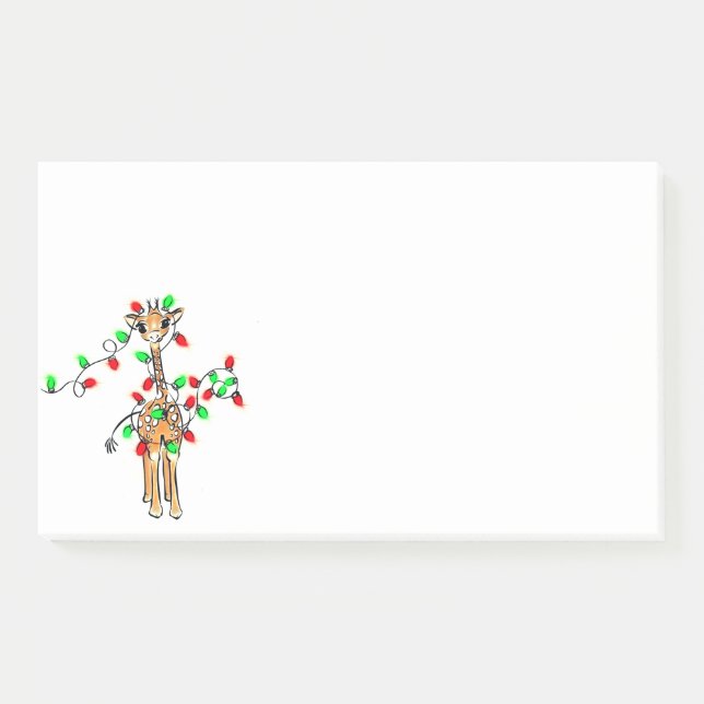 Holiday Giraffe- twinkle red and green lights Post-it Notes (Front)
