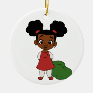 Holiday Girl Ponytails Ceramic Ornament