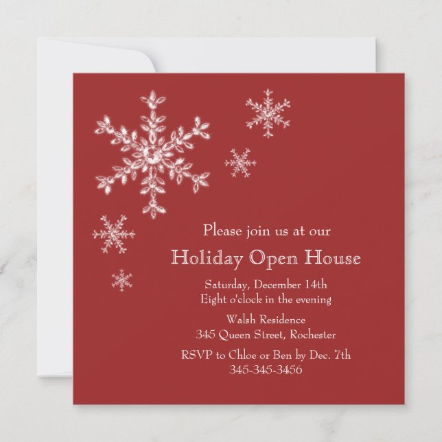 Holiday Glamour Open House Invitation (red) (Front)