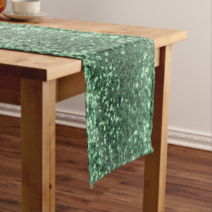 Holiday Glitter Green Bling Sparkly Chic Short Table Runner