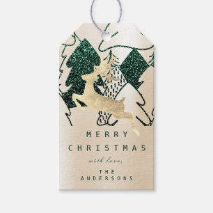 Holiday Glitter Ivory Creamy Snow Christmas Tree Gift Tags