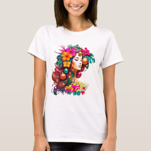 Holiday Glow Tee Tropical Floral Christmas Design