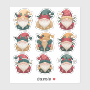 Holiday Gnome Sticker Sheet with Holly Accents