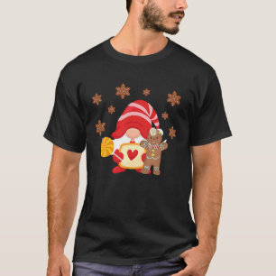 Holiday Gnome With Gingerbread And Candy Cane Chri T-Shirt