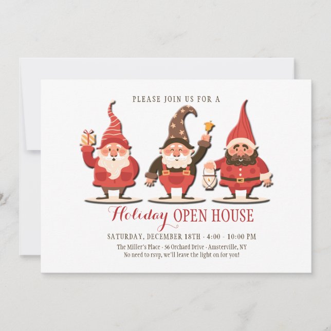 Holiday Gnomes Open House Invitation (Front)