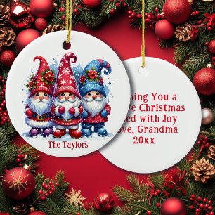 Holiday Gnomes Personalised Christmas Ceramic Ornament