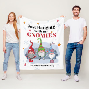 Holiday Gnomes Personalised Christmas Family Fleece Blanket