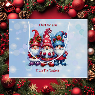 Holiday Gnomes Personalised Christmas Large Gift Bag