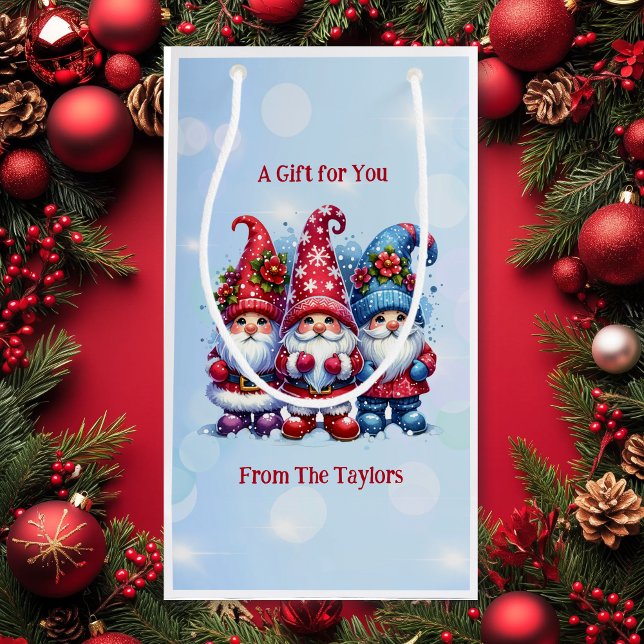 Holiday Gnomes Personalised Christmas Small Gift Bag (Creator Uploaded)