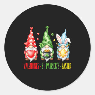 Holiday Gnomes Valentine St Patricks Easter Waterc Classic Round Sticker