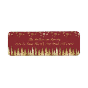 Holiday Gold and Red Winter Wonderland Return Address Label