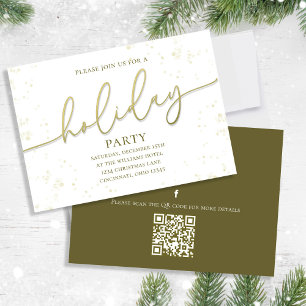 Holiday Gold Calligraphy Script Simple QR Code  Invitation