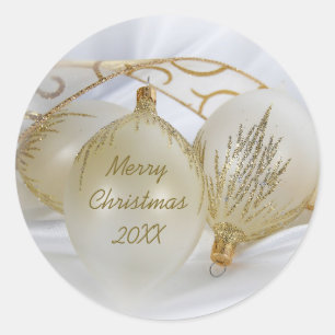 Holiday Gold Ornaments Classic Round Sticker