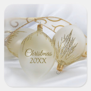 Holiday Gold Ornaments Square Sticker