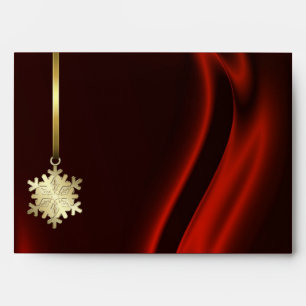 Holiday Gold Snowflake Red 5x7 Envelope