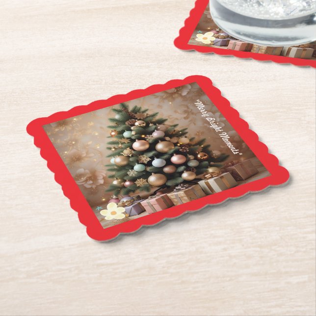 "Holiday Golden Glow" Paper Coaster (Angled)