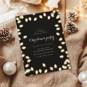 Holiday Golden Lights Christmas Party Invitation
