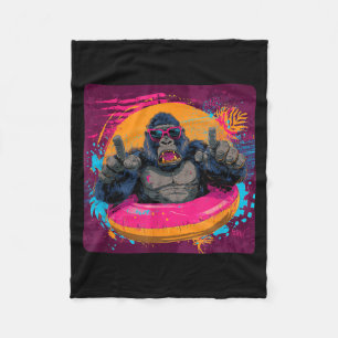 Holiday Gorilla in Cool Style for Beach and Pool Fleece Blanket