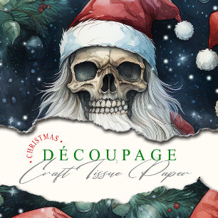 Holiday Gothic Christmas Skulls in Red Santa Hats Tissue Paper