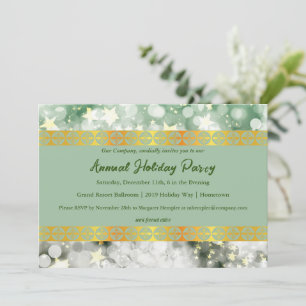 Holiday Green and Gold Party Invitation