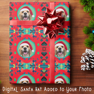 Holiday Green and Red with Your Photo and Bow Tie Wrapping Paper