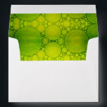 Holiday green circle pattern inside modern stylish envelope<br><div class="desc">A white envelope lined with bright, colourful, yellow green bubble art photography helps you usher in both Hanukkah and Christmas. Feel the warmth and joy of the holiday season whenever you use this stunning, artsy envelope. Complementing greeting cards, stickers, stamps, tote bags, serving trays, and other products are available in...</div>