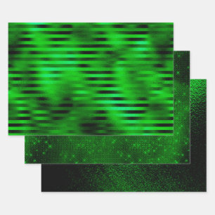 Holiday Green - Faux Foil 3 Pack Wrapping Paper Sheet