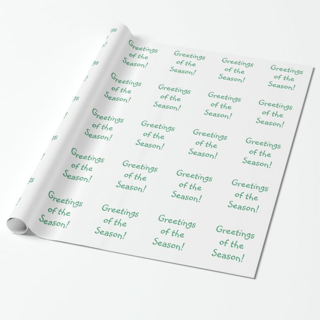 Holiday Green Font Greetings Of The Season Wrapping Paper (Unrolled)